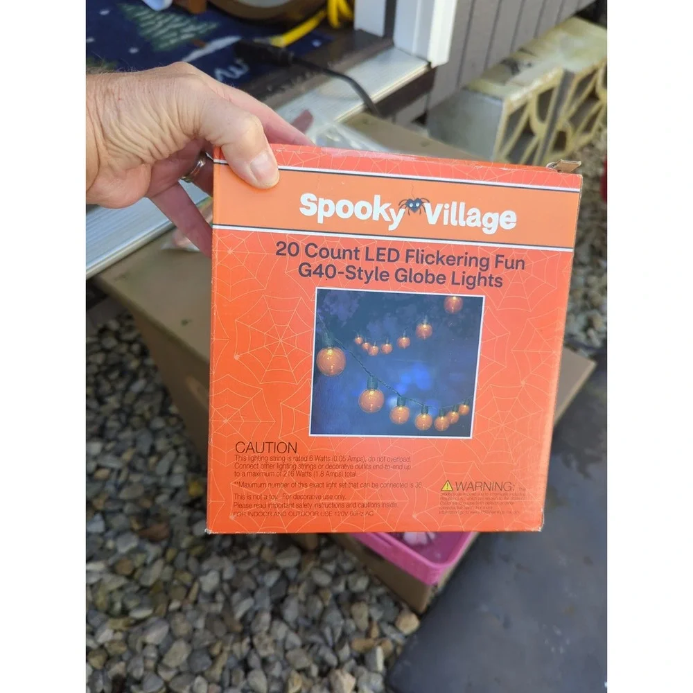 20 Spooky Village Flickering Halloween G40 Orange Globe Lights - NEW